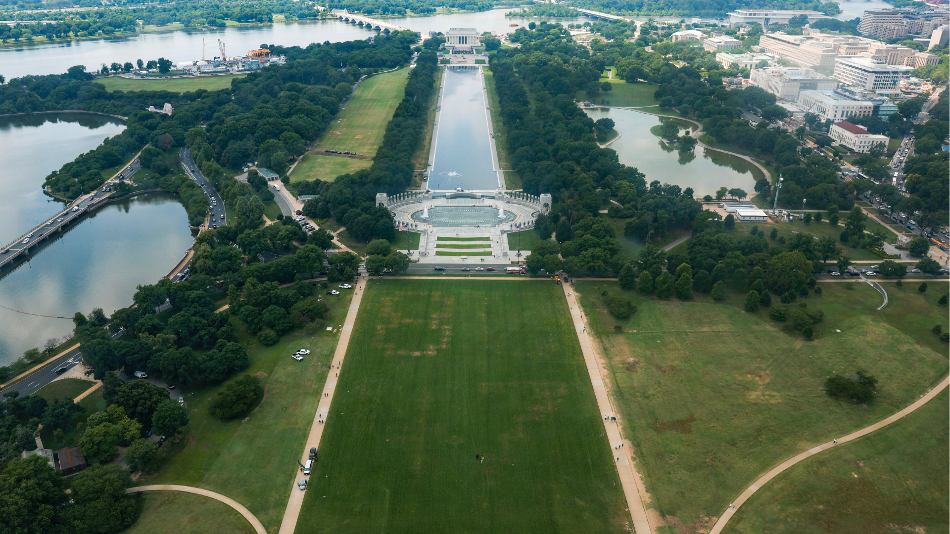 The numbers "8647" are shown in the grass on the National Mall on June 11, 2026 in Washington, DC. U.S. Park Police is handling the investigation into the markings in the grass.