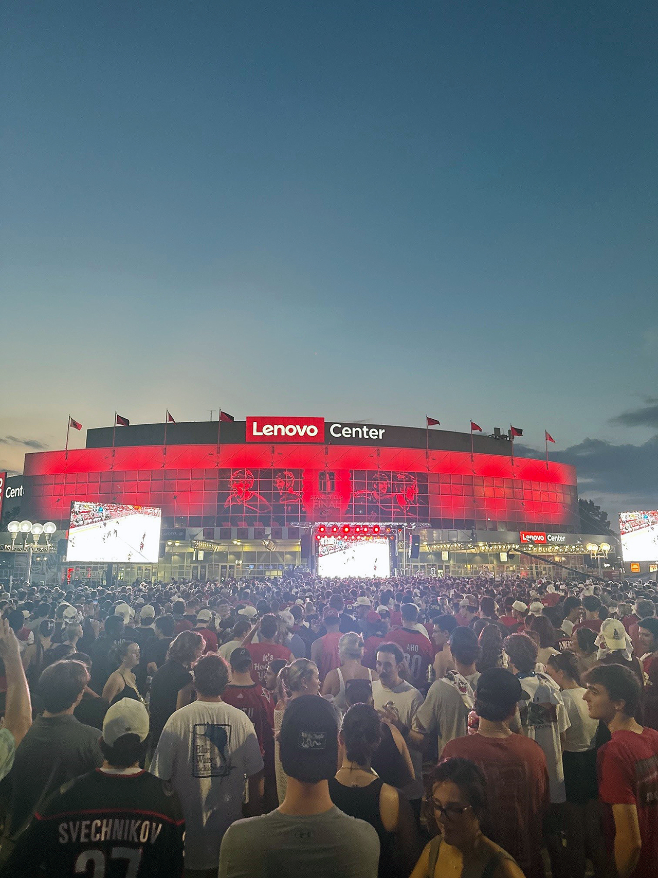 Caniacs pack the watch party outside the Lenovo Center on Thursday night. (Photo courtesy of Zac Garrison)