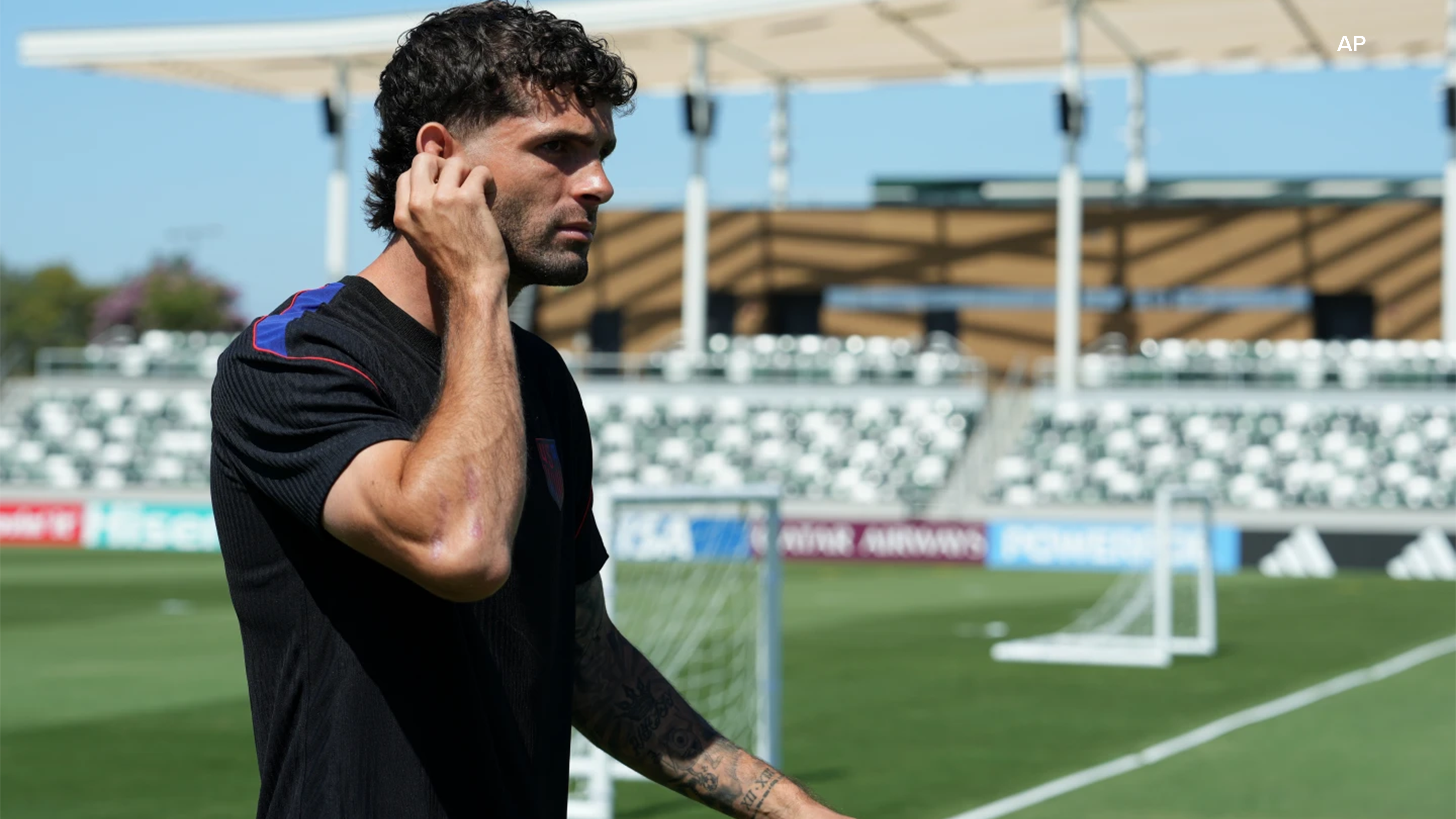 United States' Christian Pulisic attends a training session ahead of his FIFA World Cup match against Paraguay at its tournament training base in California (AP Photo/Andre Penner)