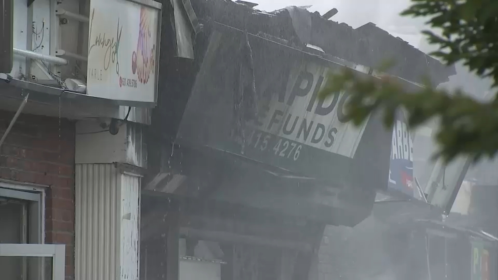 Fire destroys strip mall on Long Island