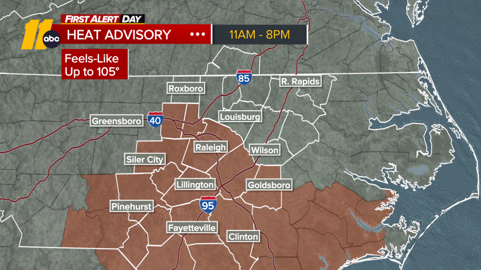 Dangerous heat continues in central NC; storms, brief cooldown ahead