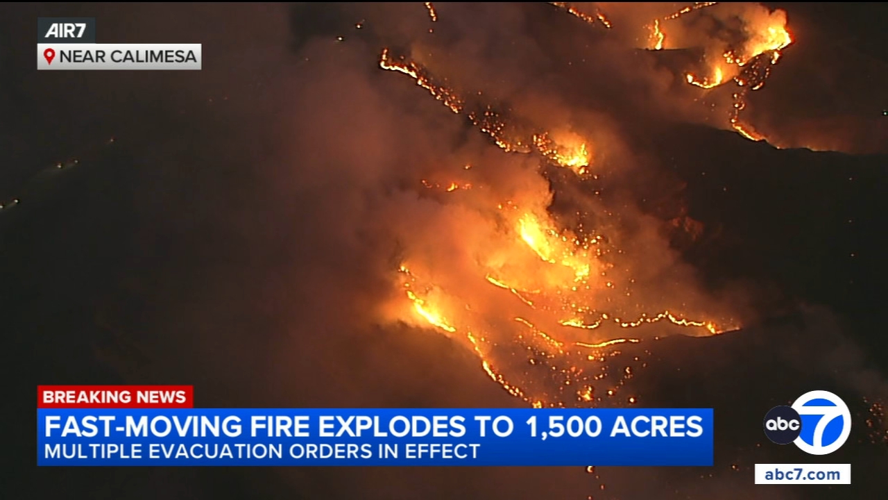 Evacuation orders issued for 1,500-acre brush fire near Calimesa in Riverside County