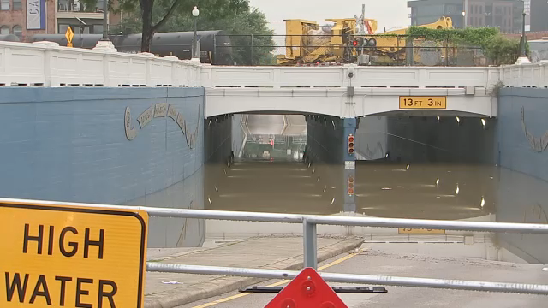 ABC13 captured video of the flooded underpass along Navigation in East Downtown on Tuesday morning.