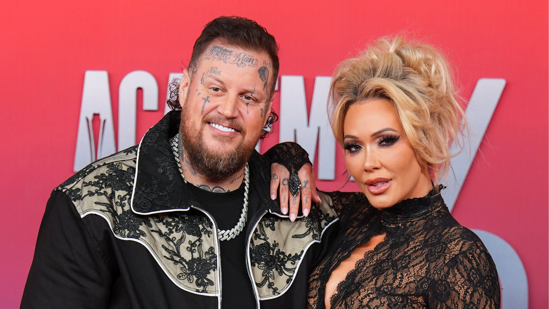 FILE - Jelly Roll, left, and Bunnie Xo appear at the 60th annual Academy of Country Music Awards on May 8, 2025, in Frisco, Texas. 