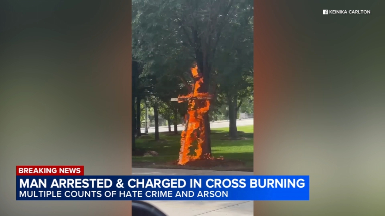 Suspect charged with hate crime, arson for burning cross in Grant Park, Chicago police say