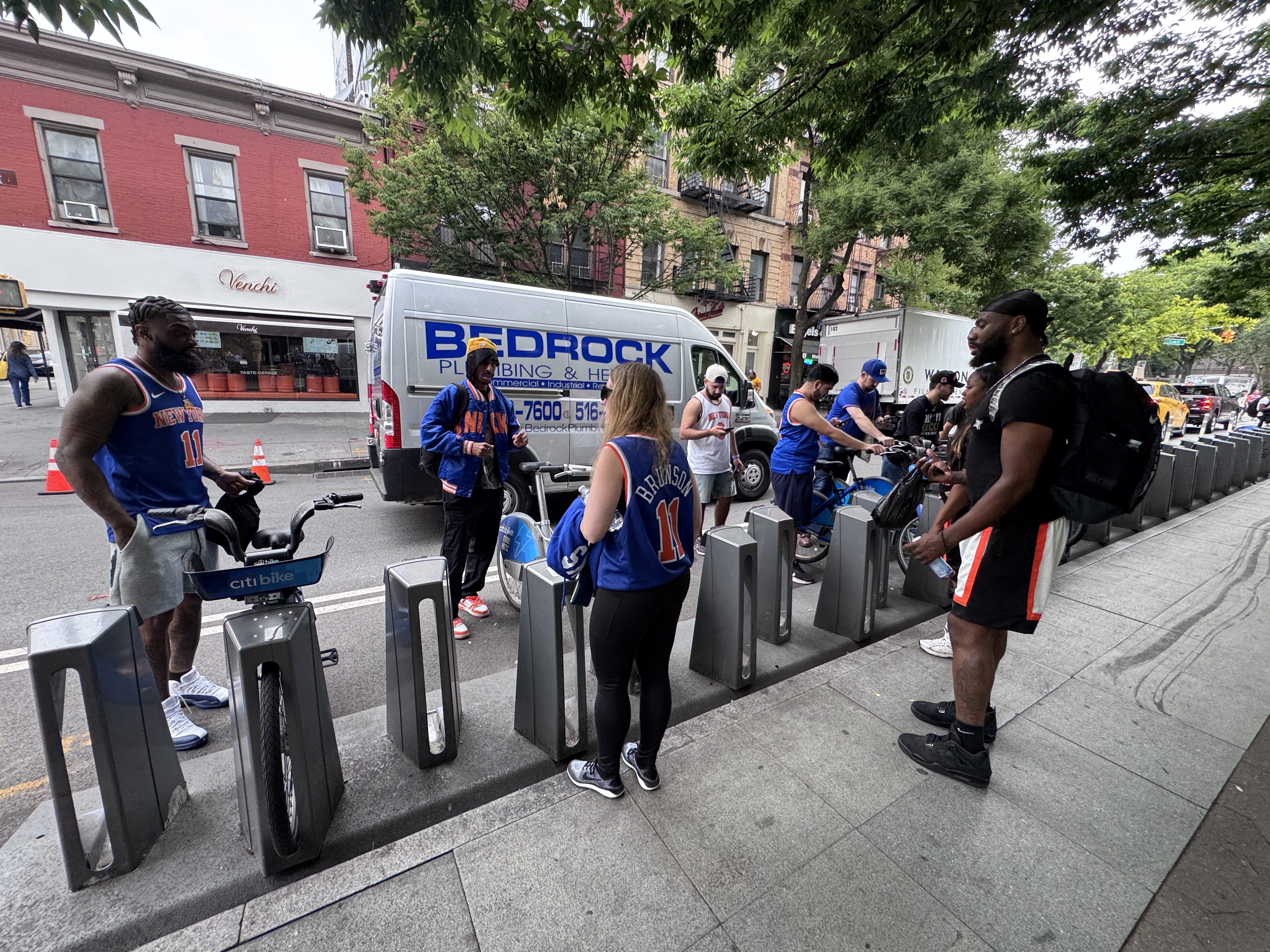 Knicks fans hopped on Citi Bikes for the trek downtown.