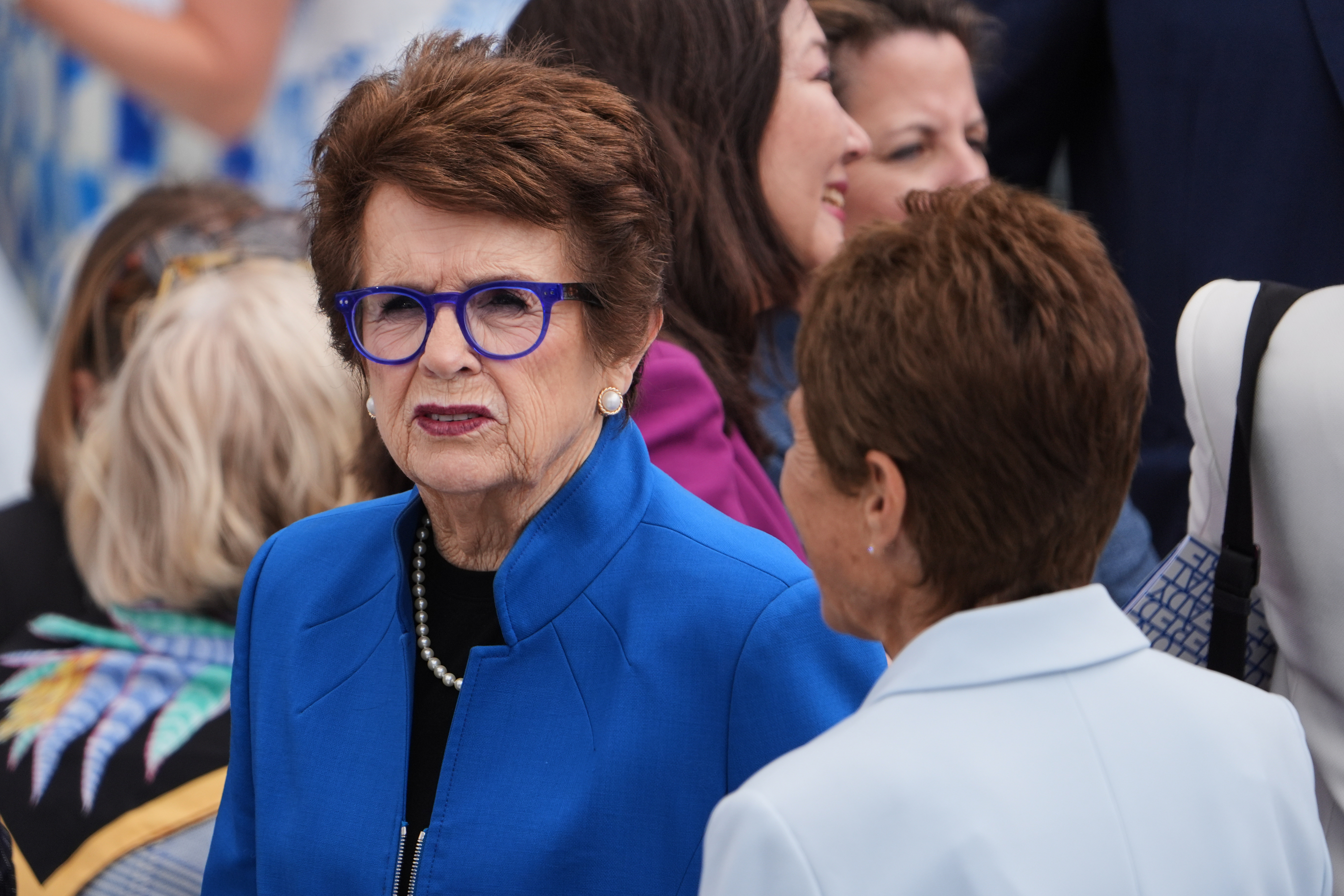 Billie Jean King arrives ahead of the Obama Presidential Center dedication ceremony Thursday, June 18, 2026, in Chicago.