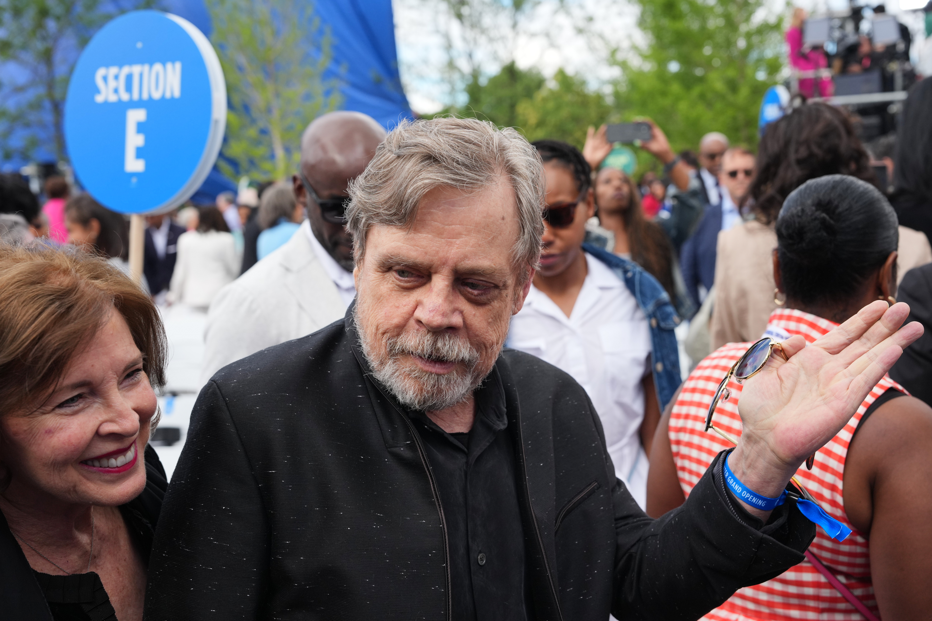 Actor Mark Hamill mingles ahead of the Obama Presidential Center dedication ceremony Thursday, June 18, 2026, in Chicago.