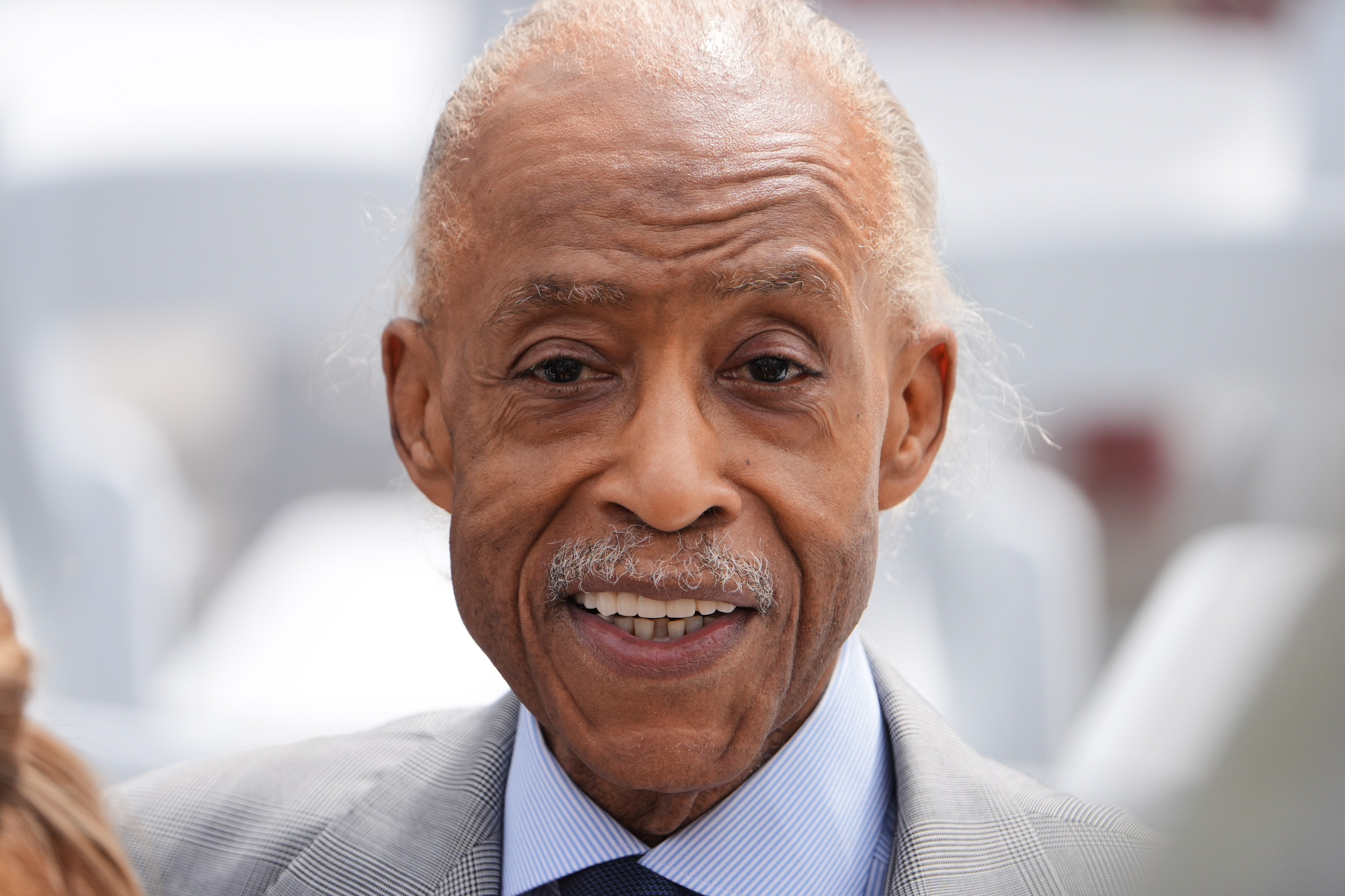 The Rev. Al Sharpton mingles ahead of the Obama Presidential Center dedication ceremony Thursday, June 18, 2026, in Chicago.