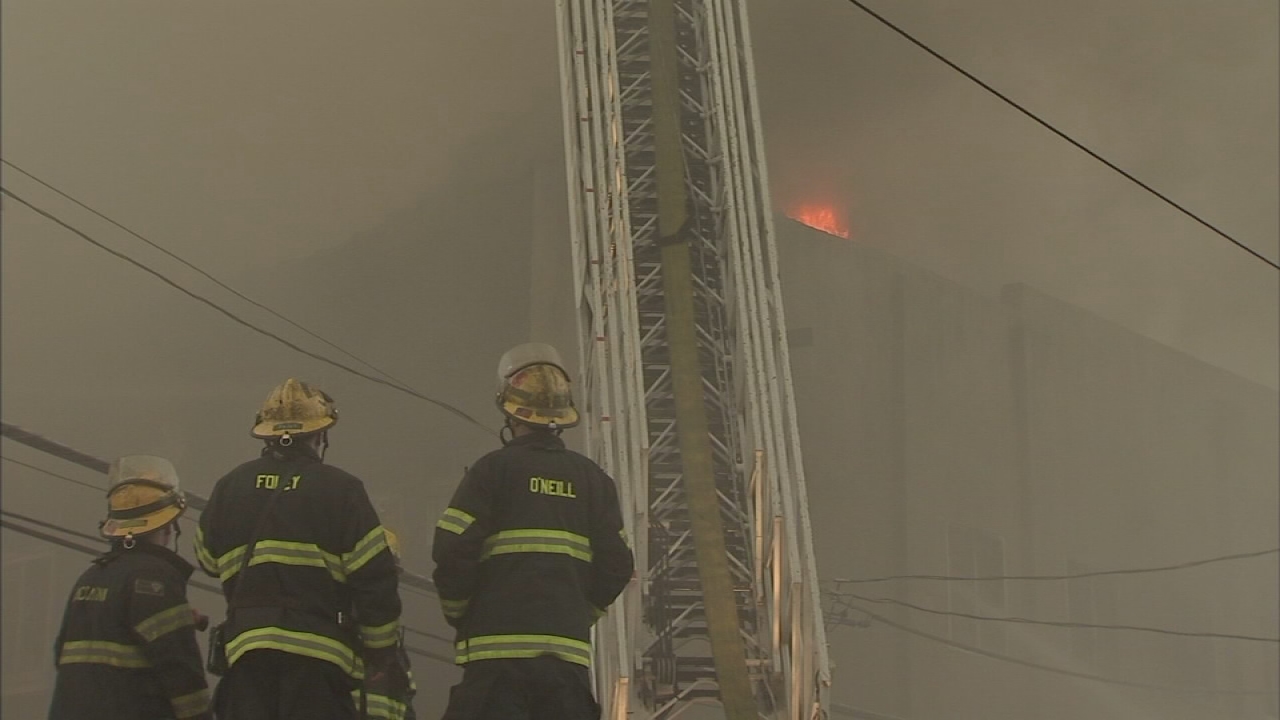 Firefighters battle 4 alarm blaze inside Frankford warehouse