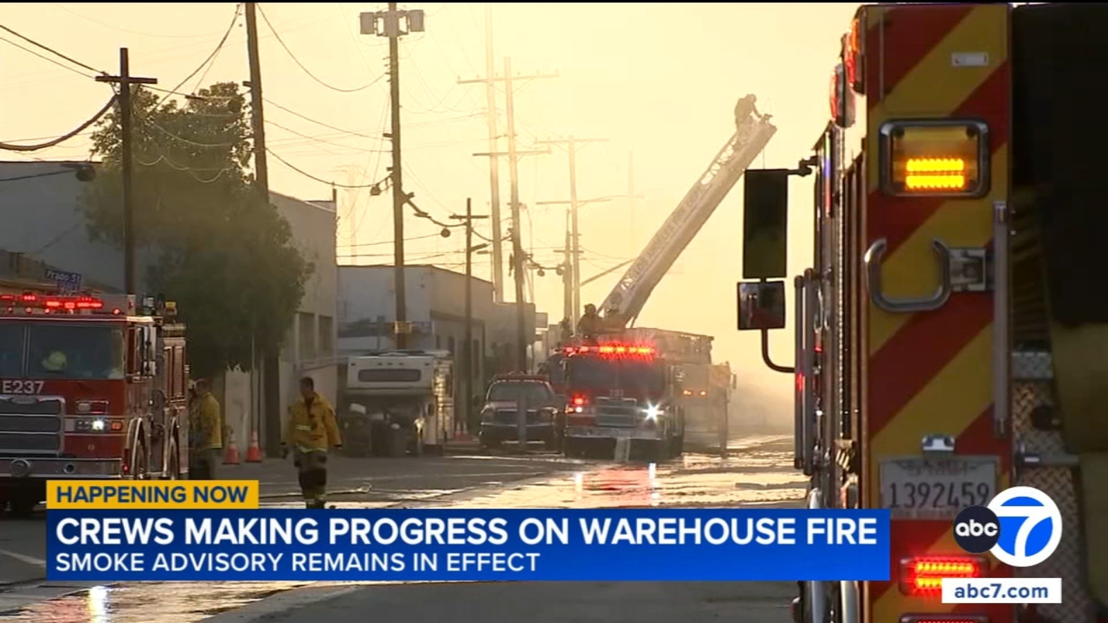 Crews making progress on warehouse fire - ABC7 Los Angeles