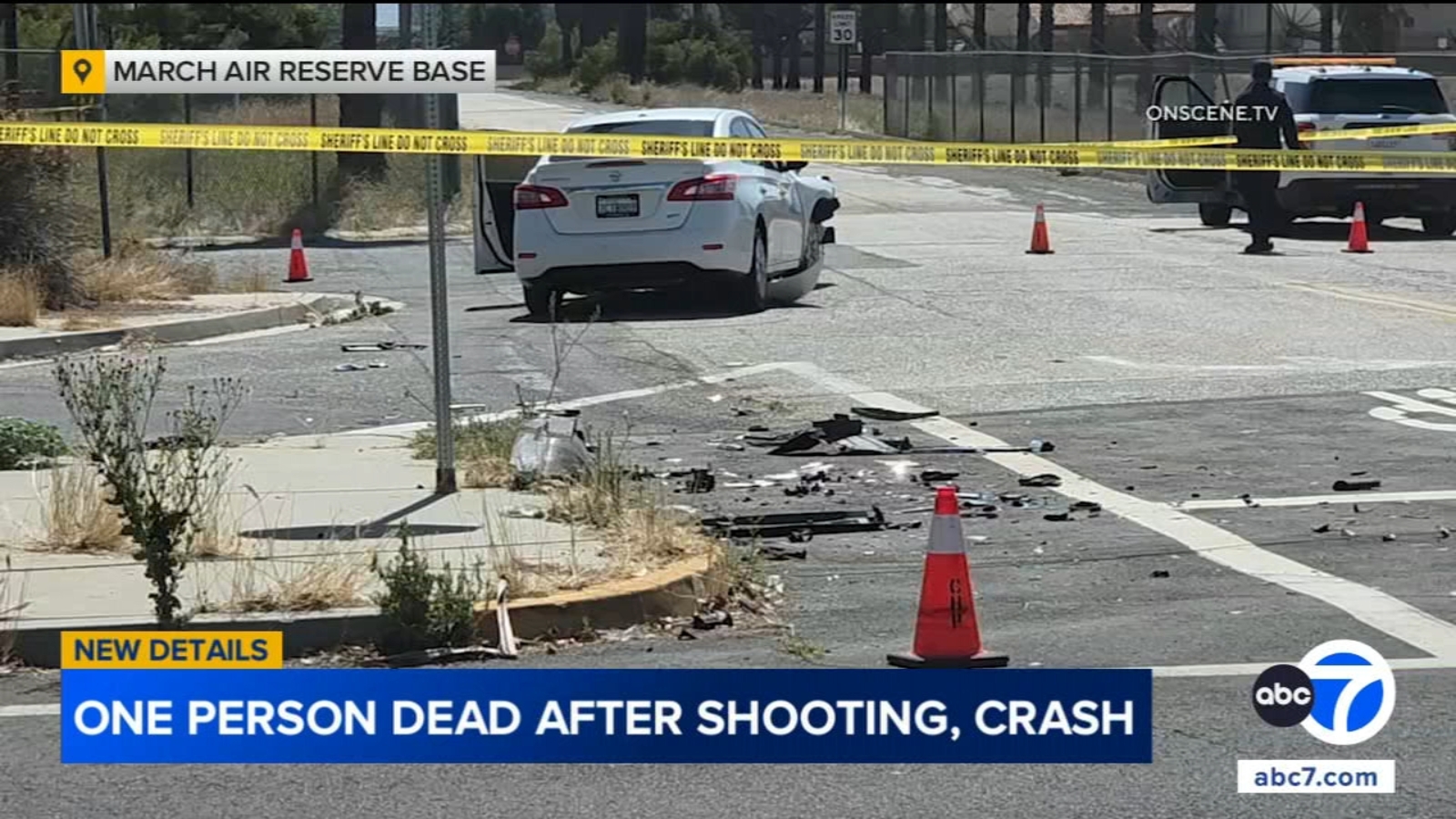1 dead after crash, shooting near March Air Reserve Base in Riverside County