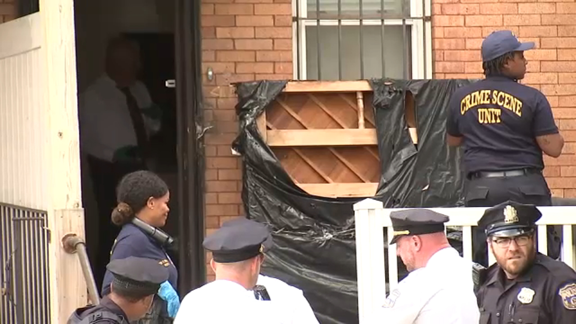 Law enforcement is at a home in Philadelphia's Olney section Friday amid an ongoing investigation.