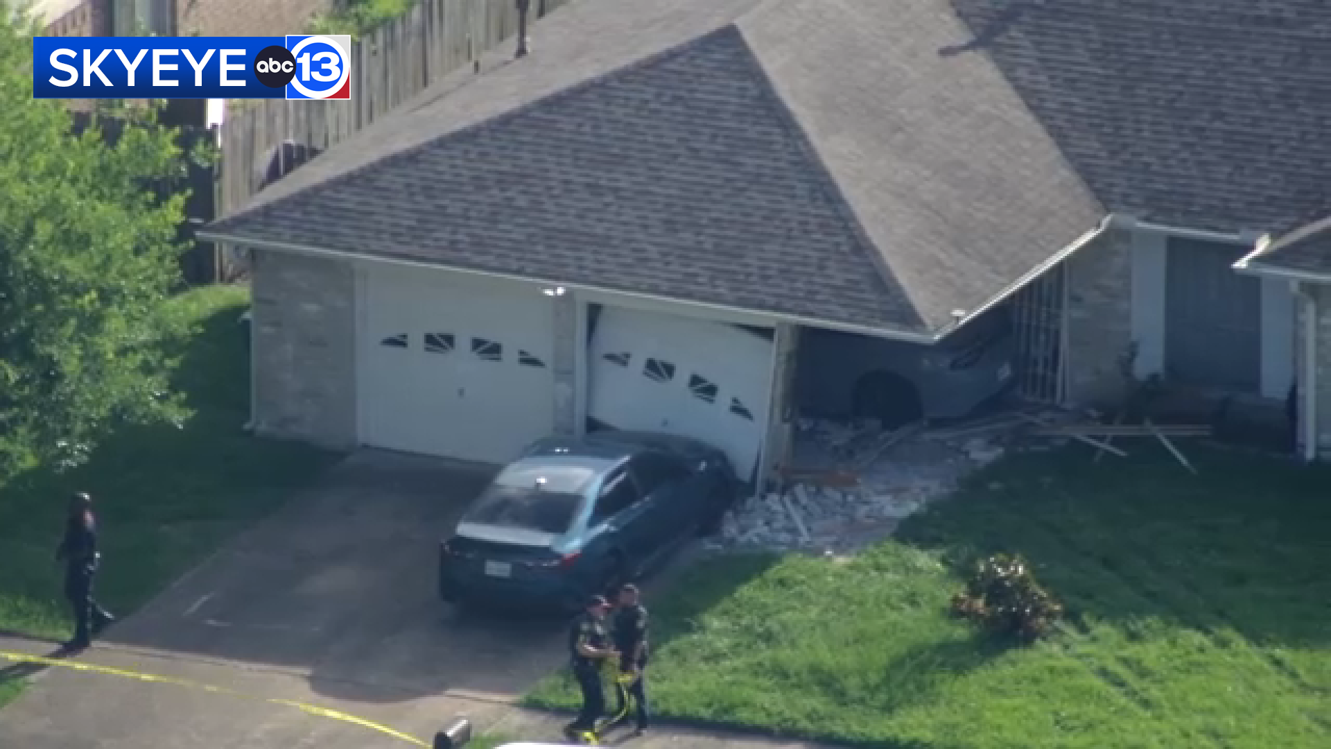 Images showed a car that crashed into a house in northwest Harris County.