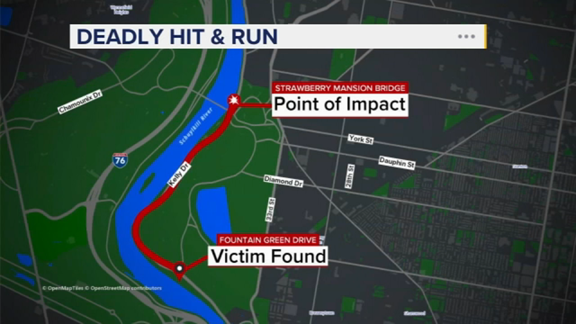 Investigators said the SUV was heading east on Kelly Drive and attempted an illegal turn onto Reservoir Drive when the driver fatally struck a Temple student.