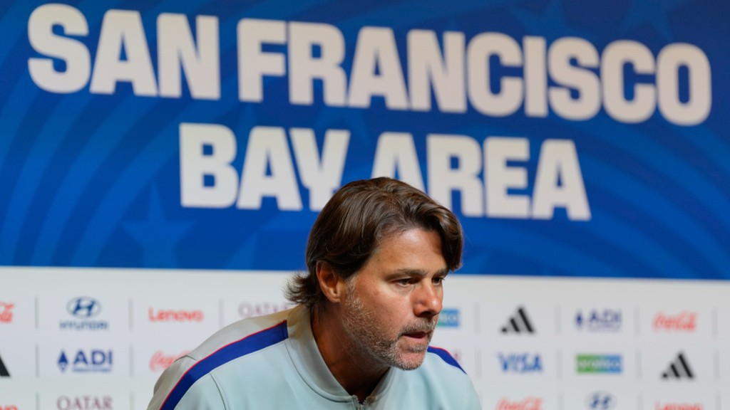 U.S. head coach Mauricio Pochettino attends a news conference ahead of the World Cup Round of 32 soccer match against Bosnia and Herzegovina, June 30, 2026, in Santa Clara, Calif.