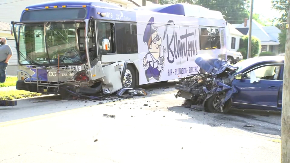 4 injured in GoDurham bus and car collision