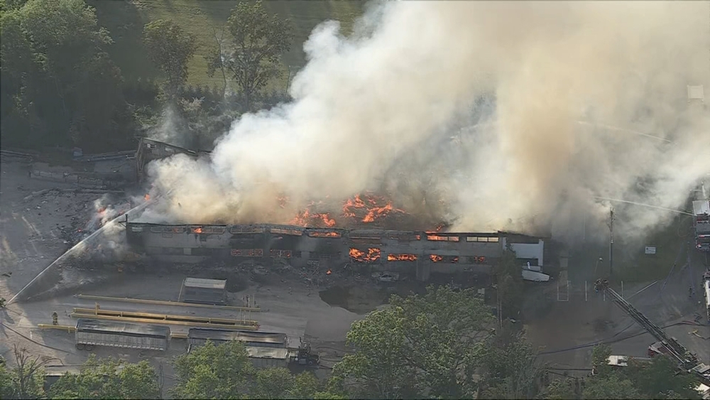 Fire breaks out at Doylestown Waste Recycling in New Britain Township, Bucks County
