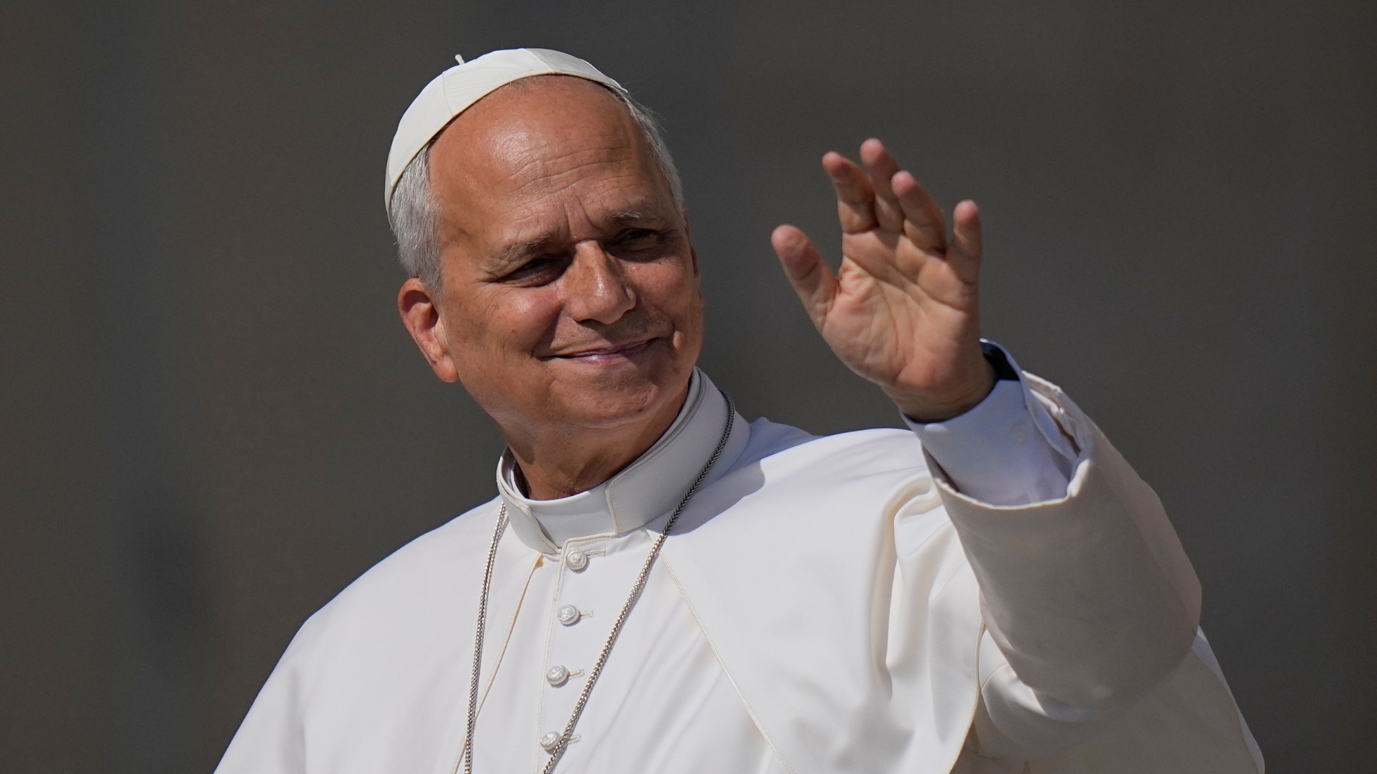 Pope Leo XIV waves as he arrives for his weekly general audience in St. Peter's Square at The Vatican, Wednesday, June 24, 2026.