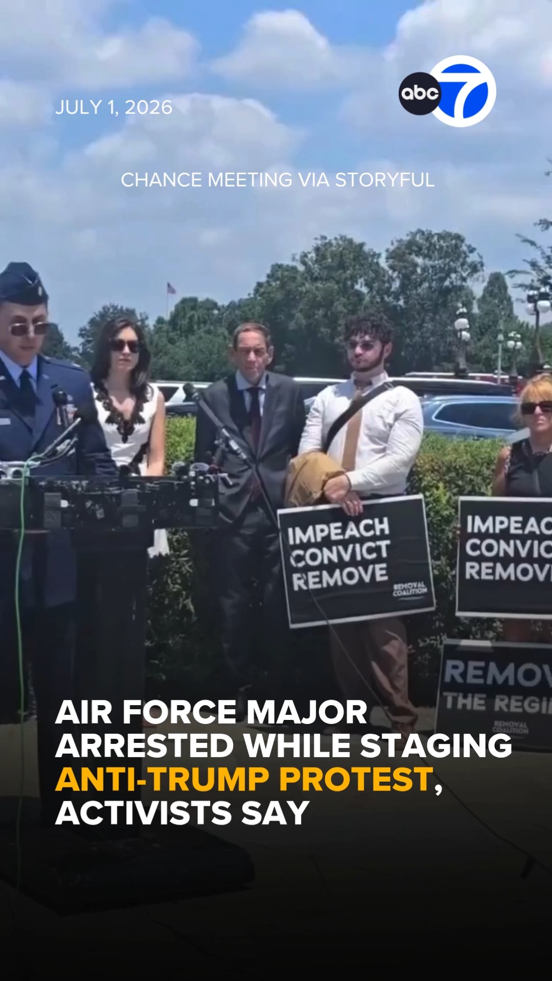 Air Force major arrested while staging anti-Trump protest