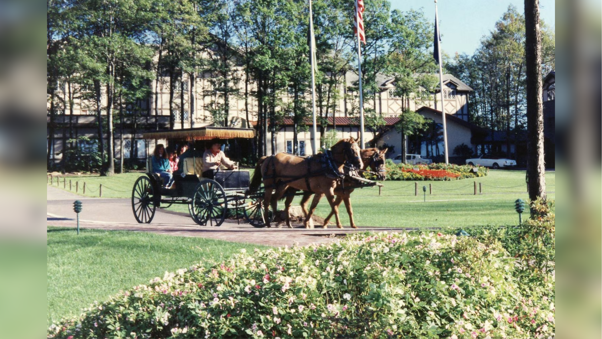 Carriage rides in front of the original lodge property at Nemacolin.