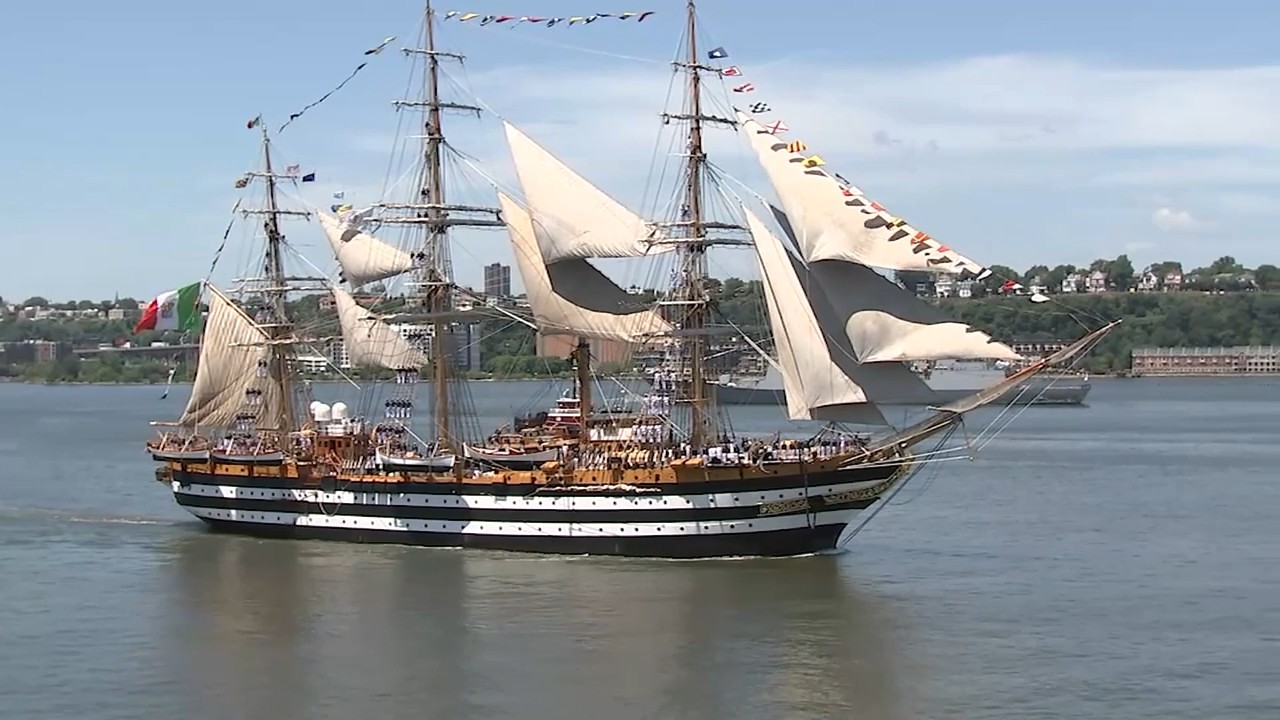 Parade of tall ships from dazzle spectators along the Hudson