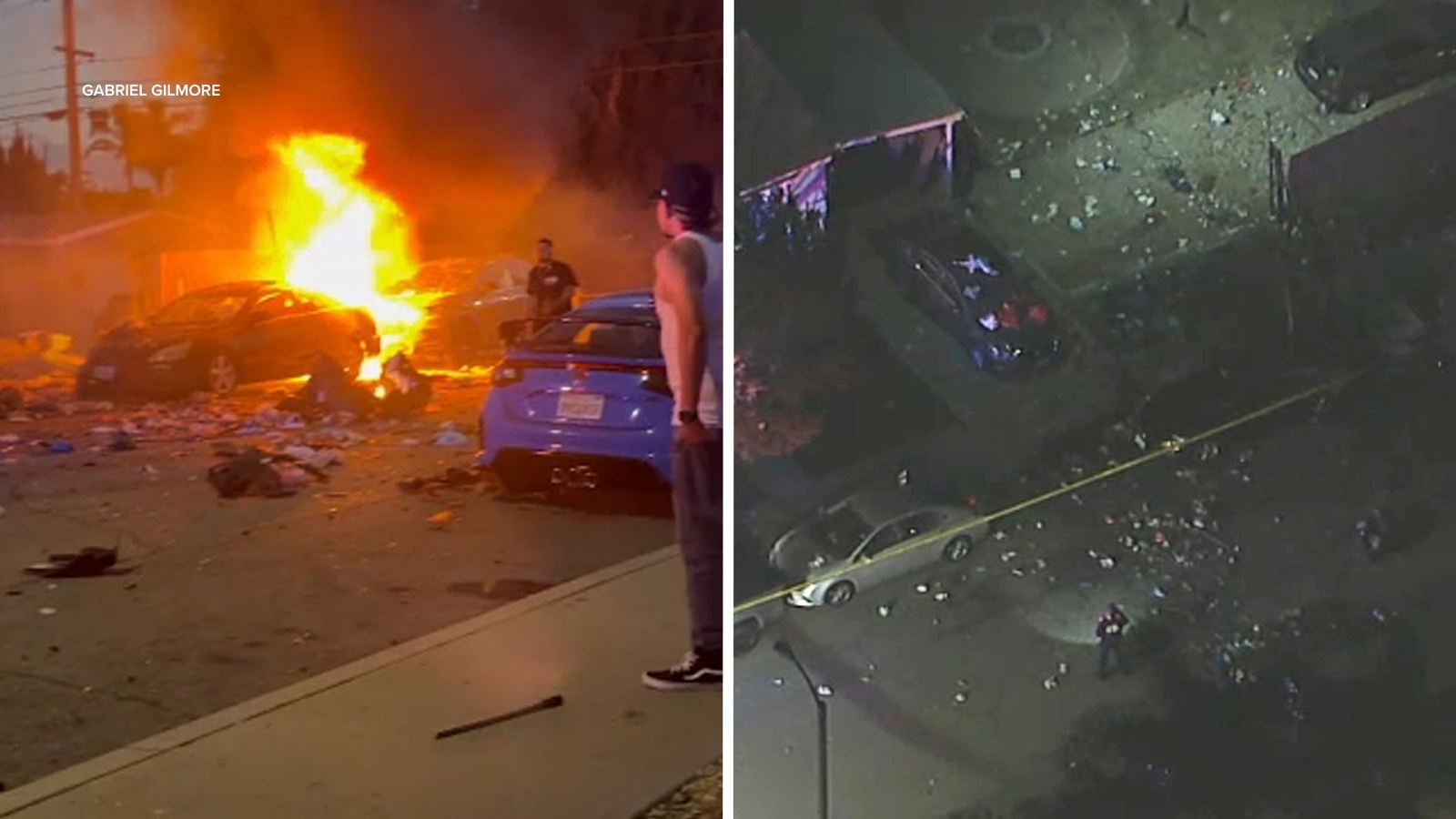 Multiple people injured in fireworks explosion in Chino neighborhood on July 4th; video shows car engulfed in flames Multiple people injured in fireworks explosion in Chino neighborhood on July 4th; video shows car engulfed in flames