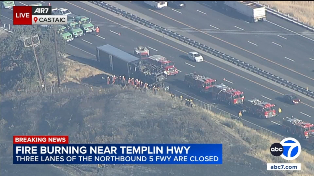 Castaic fire shuts down some 5 Fwy lanes, prompts evacuation warning