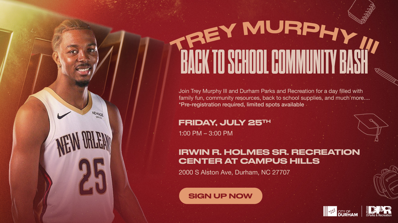 Durham Parks and Recreation | NBA Forward Trey Murphy III teams up with Durham for back - to - school giveaway