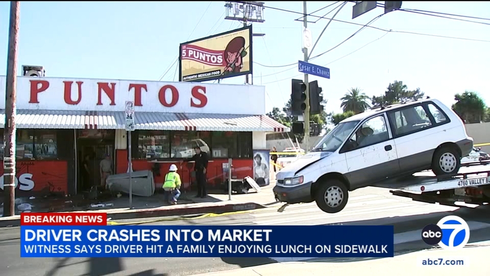At least 2 hurt when driver crashes near Boyle Heights restaurant