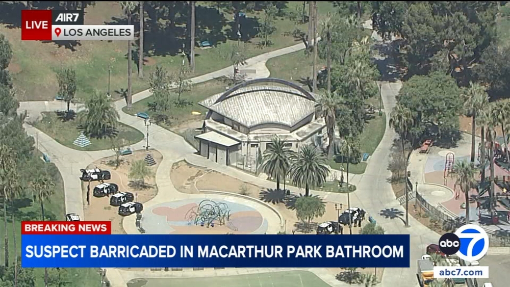 LAPD in standoff with person barricaded in MacArthur Park restroom