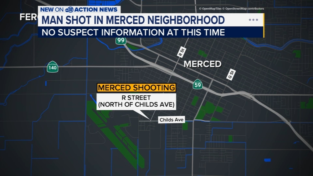 Man hospitalized following shooting in Merced neighborhood