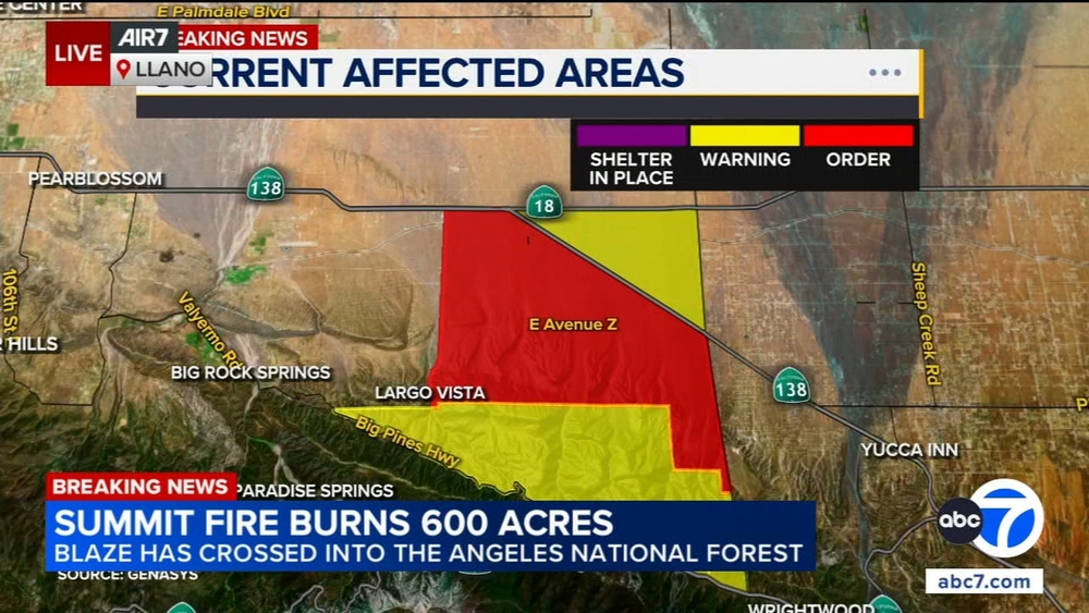 Fire in Antelope Valley burns 1,300 acres, prompts evacuations