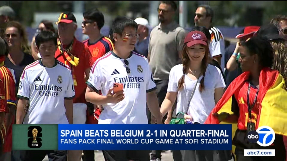 Spain beats Belgium 2-1 in quarterfinals match at packed SoFi Stadium