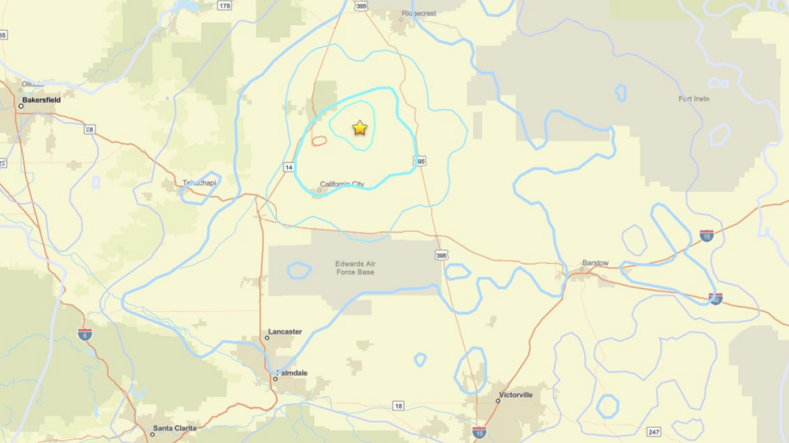 4 point 3 magnitude earthquake strikes Kern County near Edwards Air Force Base, USGS says 4 point 3 magnitude earthquake strikes Kern County near Edwards Air Force Base, USGS says