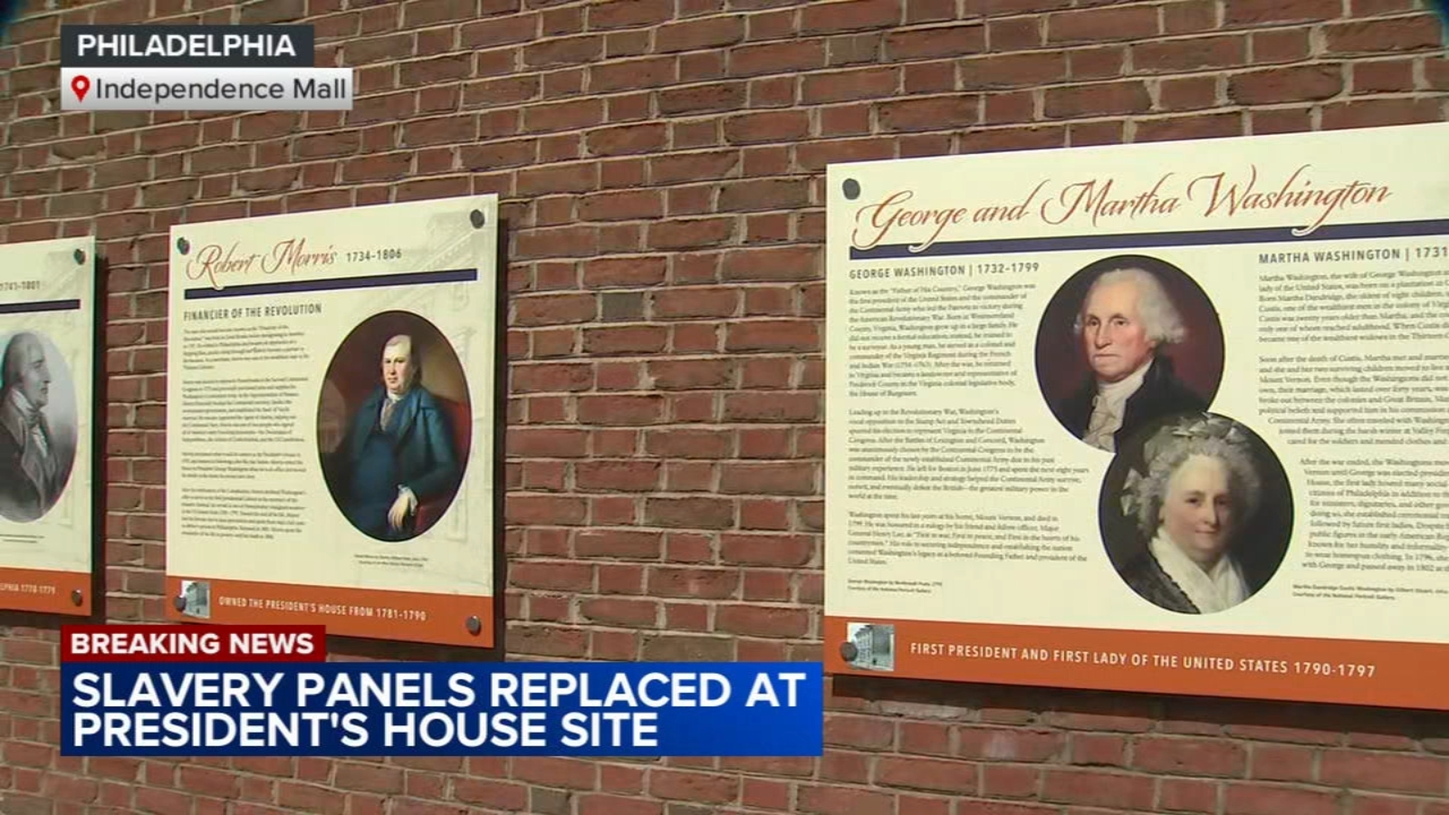 Slavery panels replaced at President’s House site in Philadelphia, Pennsylvania amid months-long battle with Trump admin. Slavery panels replaced at President’s House site in Philadelphia, Pennsylvania amid months-long battle with Trump admin.