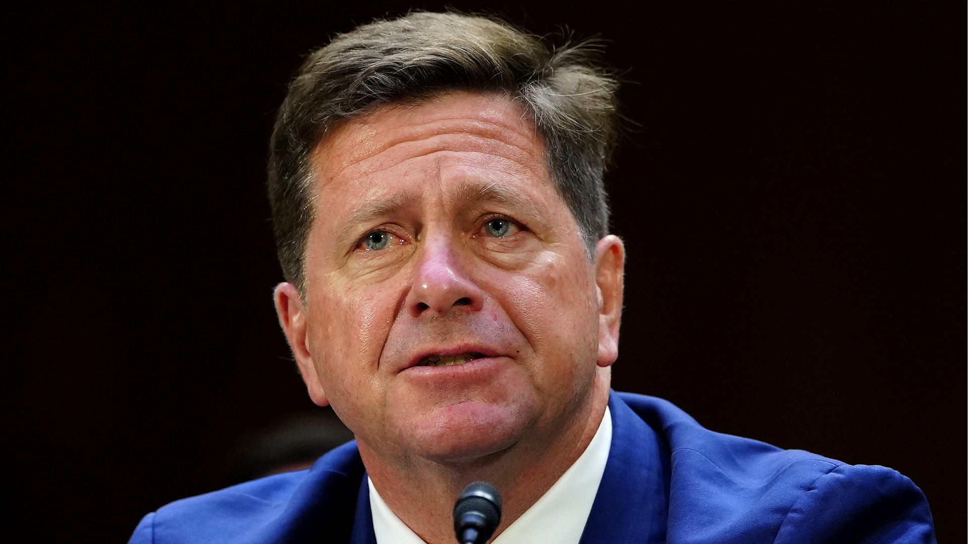Jay Clayton appears before the Senate Intelligence Committee during his confirmation hearing on Capitol Hill July 15, 2026 in Washington, DC.