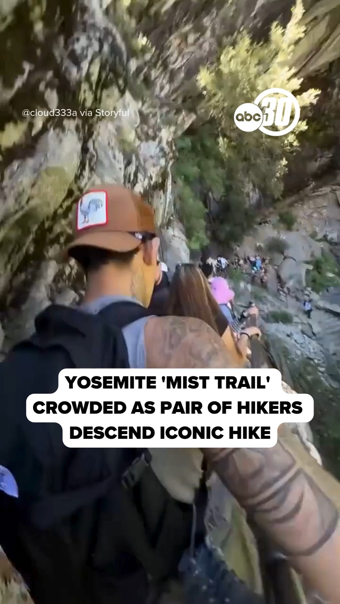 Yosemite 'Mist Trail' crowded as hikers descend iconic hike