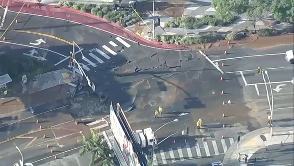 Water main break floods West Hollywood