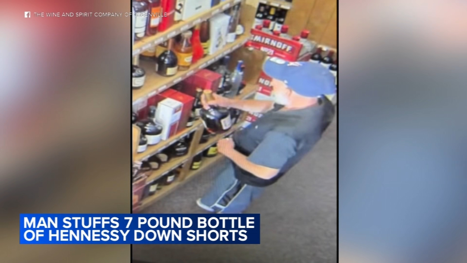 Accused thief caught on video stuffing 7 lb. bottle of Hennessy down shorts at D...