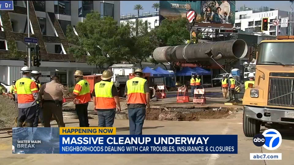Water main break disrupts traffic in West Hollywood