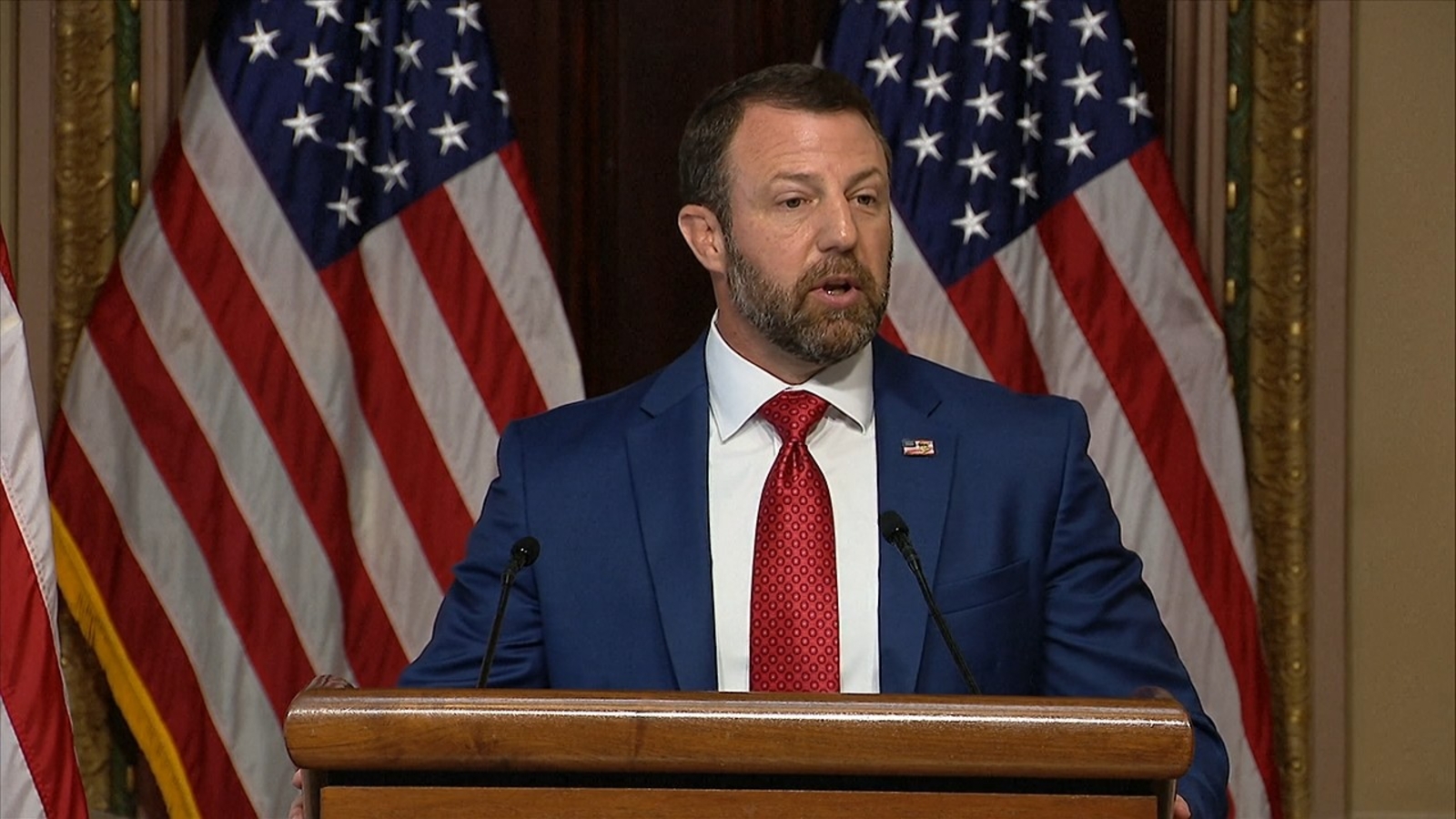 Mullin threatens to withhold aid from states that don’t comply with DHS election directives Mullin threatens to withhold aid from states that don’t comply with DHS election directives