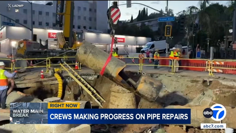 Crews making progress repairing water main break in West Hollywood