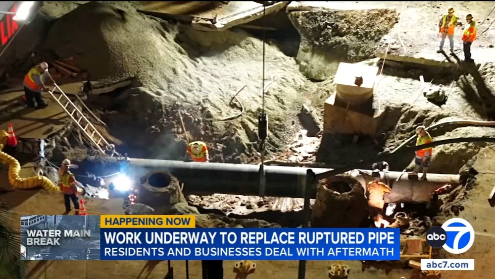Crews install new section of pipe after WeHo water main break
