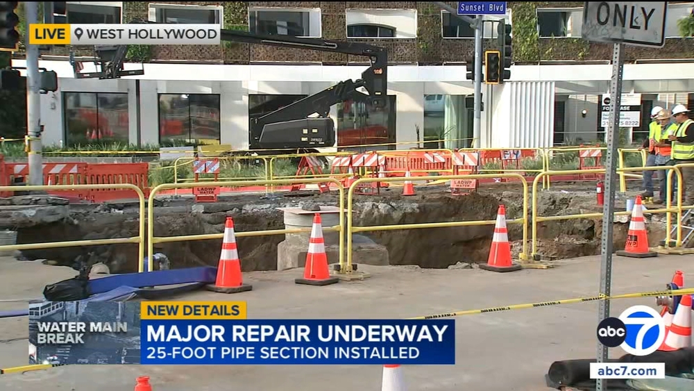 Crews continue making progress replacing broken pipe in West Hollywood