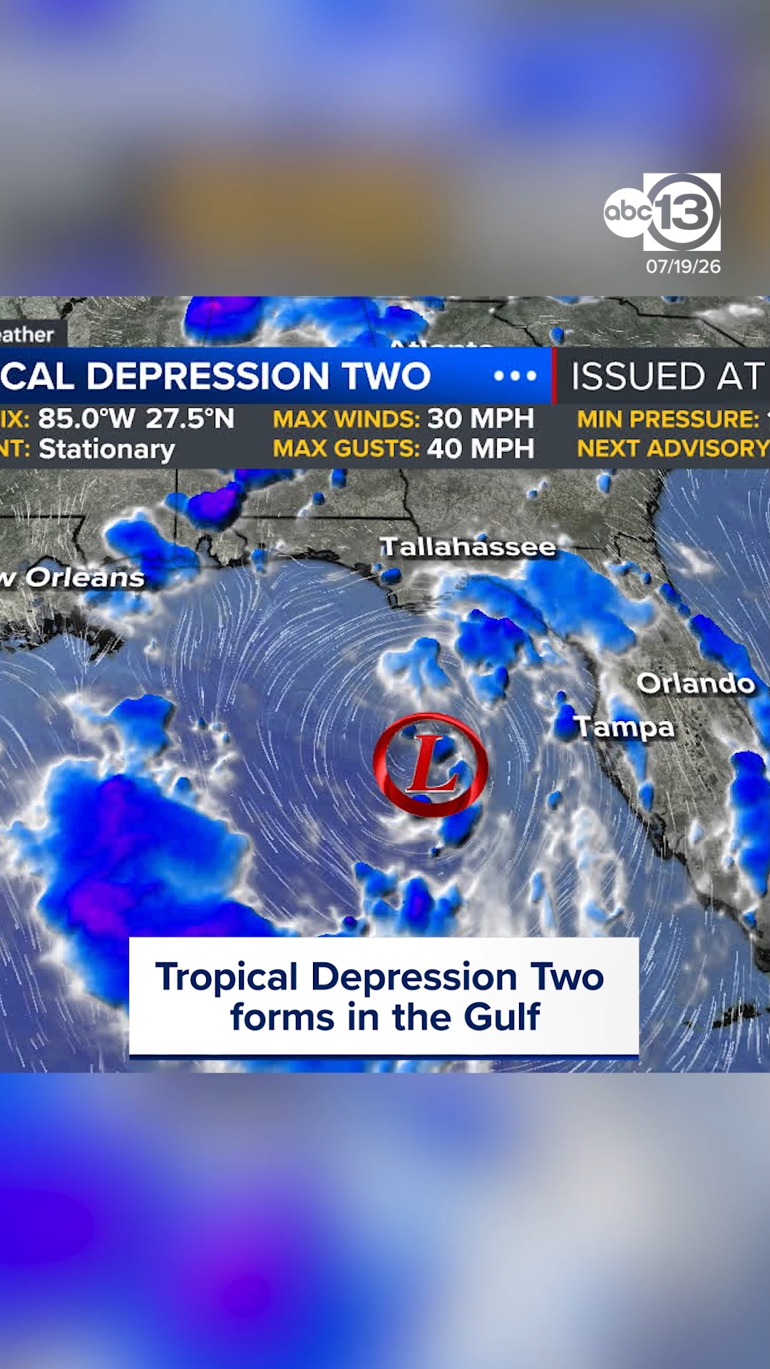 Tropical Depression Two forms in the Gulf