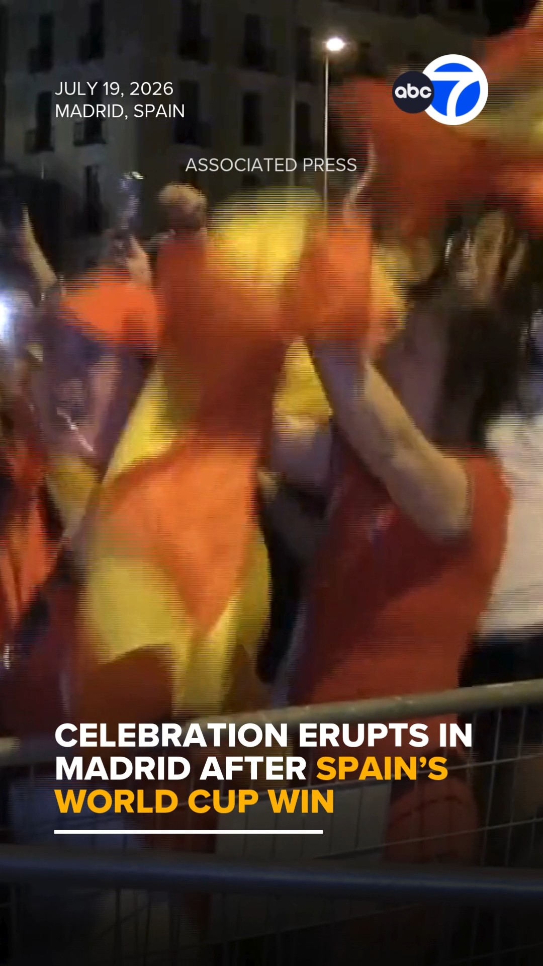 Celebration erupts in Madrid after Spain's World Cup win