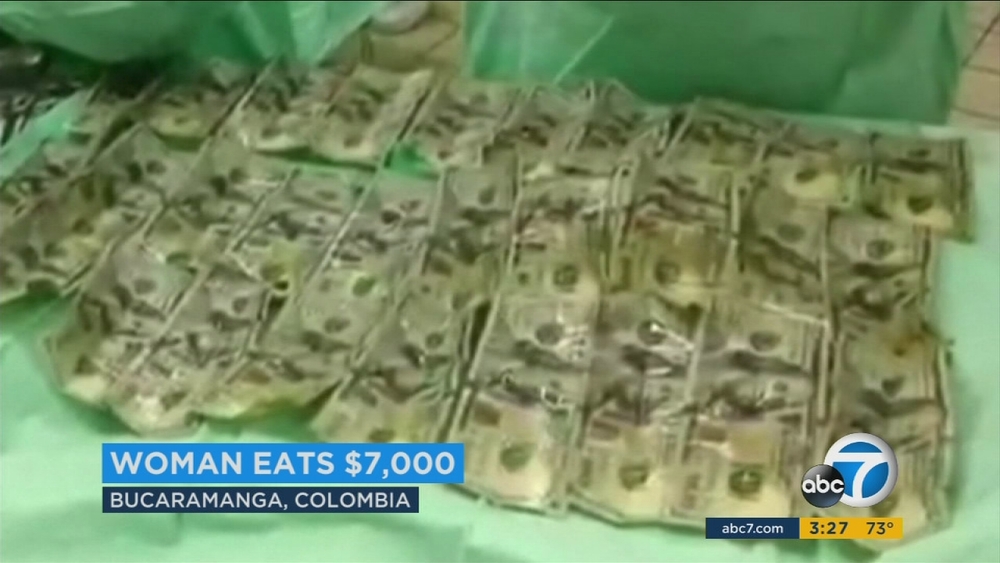 Woman swallows $7k out of spite in Colombia