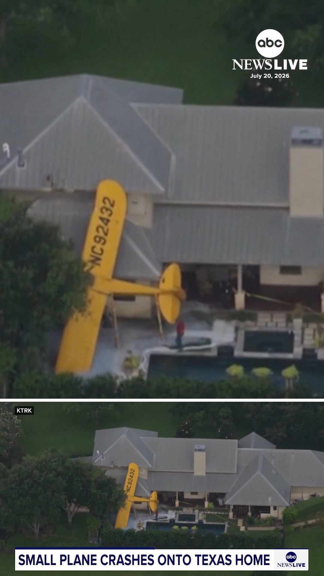 Small plane crash lands on Texas home