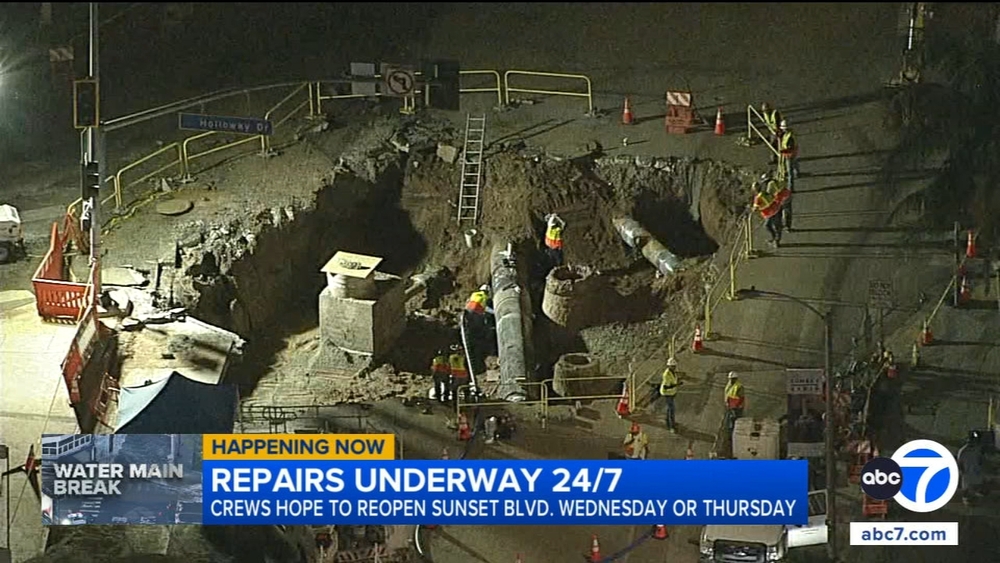 Sunset Blvd still closed after water main break. When will it reopen?